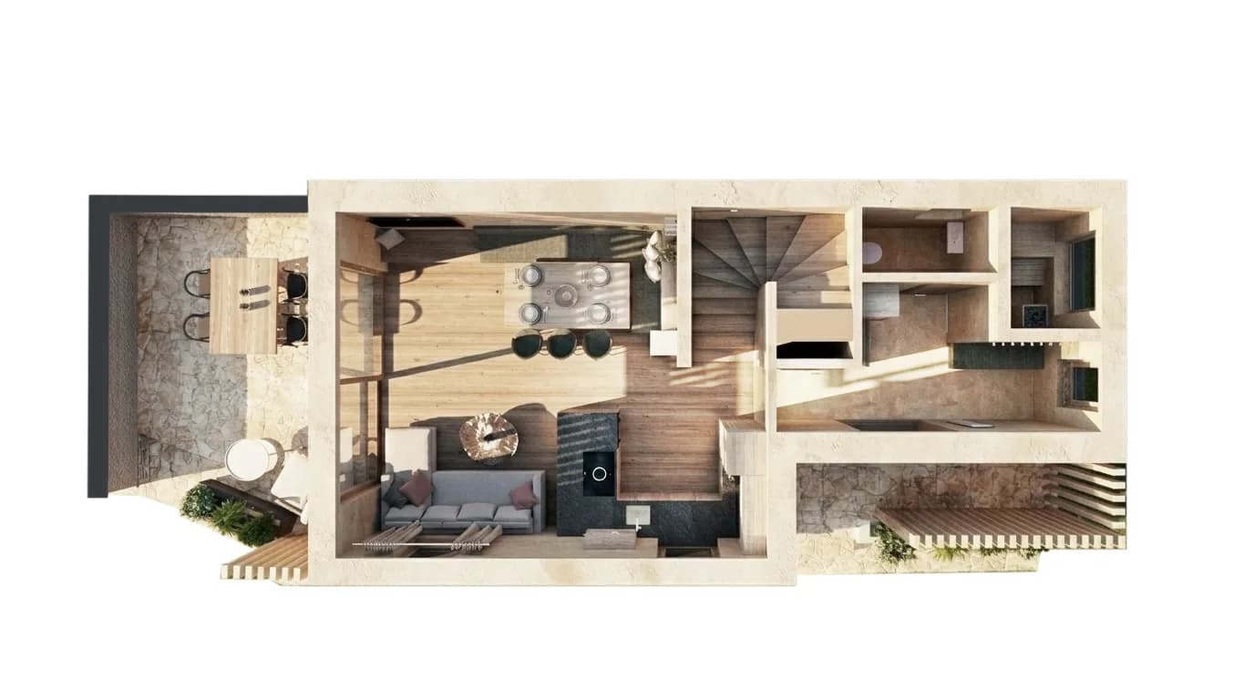 Grundriss Chalet H’EISL – Erdgeschoss